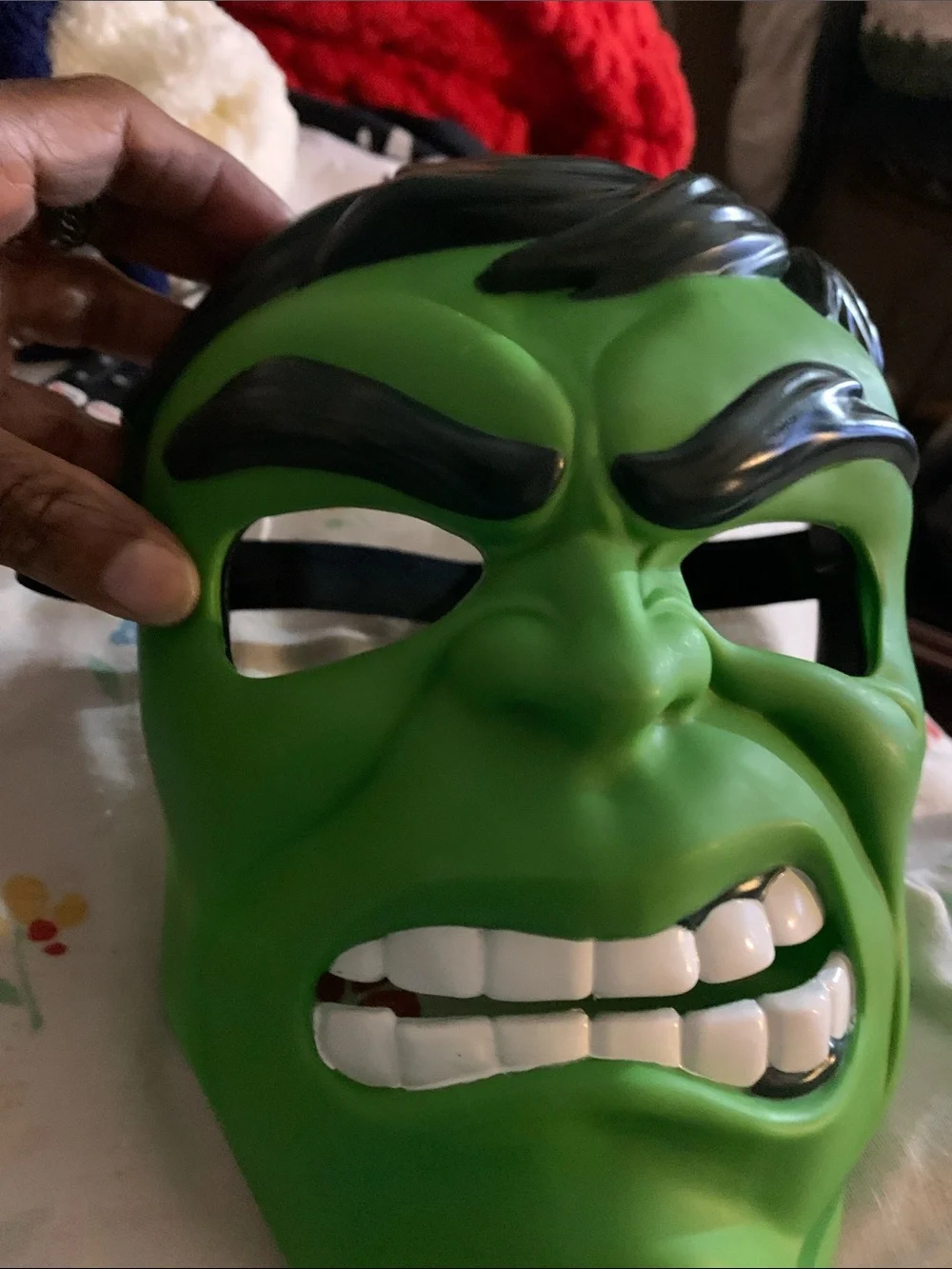 Green Plastic Marvel Advenger Hulk Hero Face Mask With Strap
